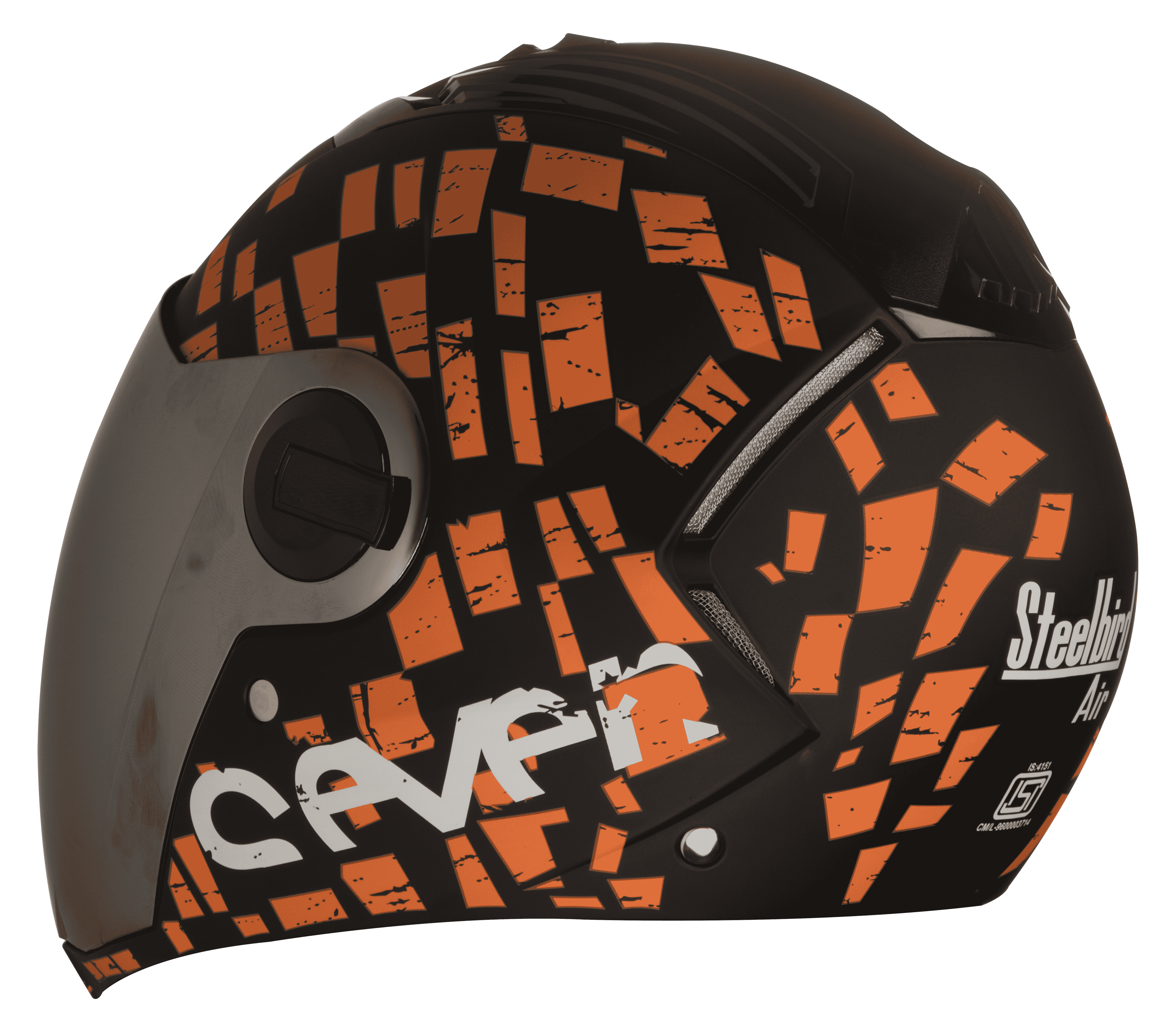 SBA-2 Seven Mat Black With Orange ( Fitted With Clear Visor  Extra Silver Chrome Visor Free)